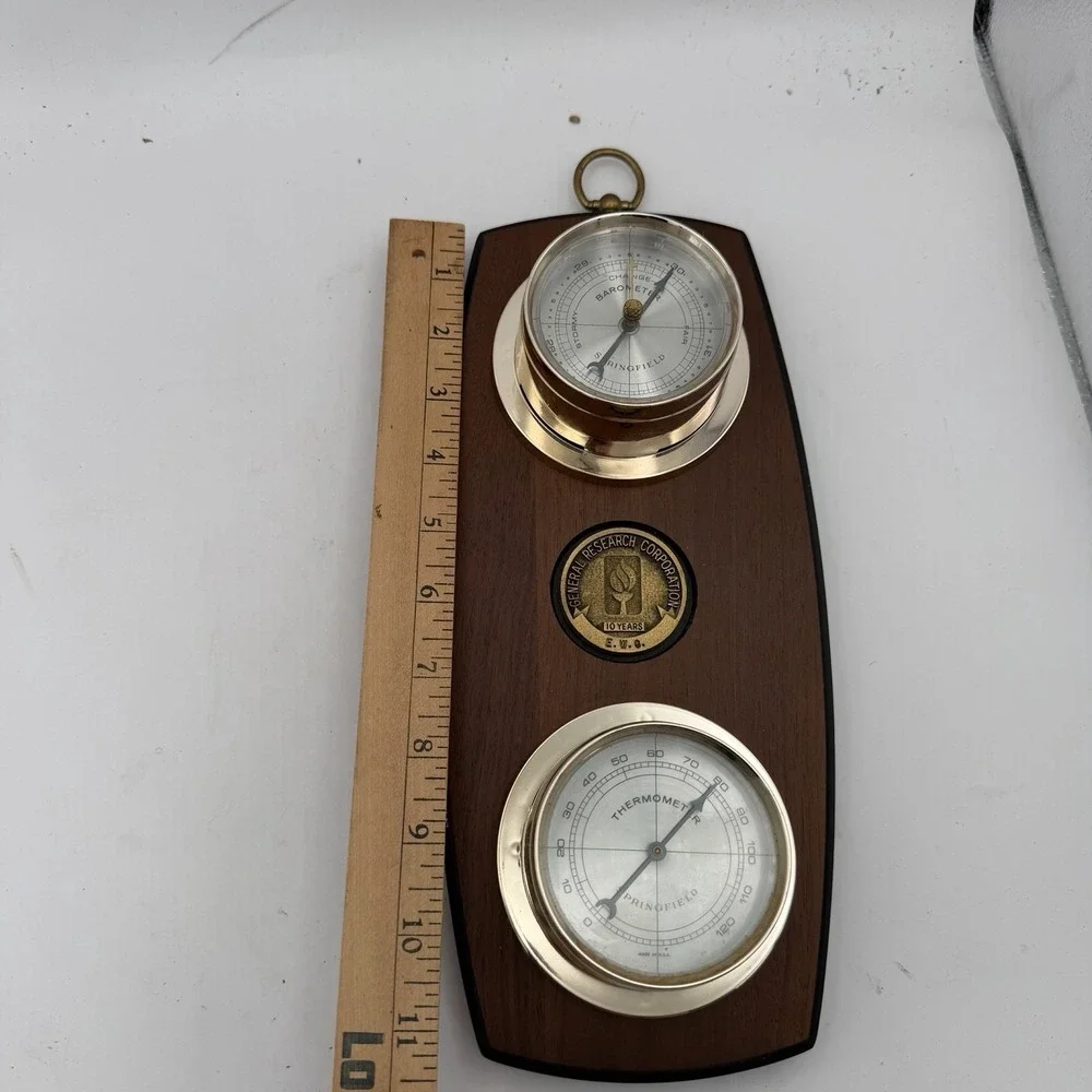 MCM Springfield Wall Barometer Thermometer General Research Corp 10 Year Plaque